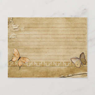 Wedding Recipe Card Vintage Butterfly