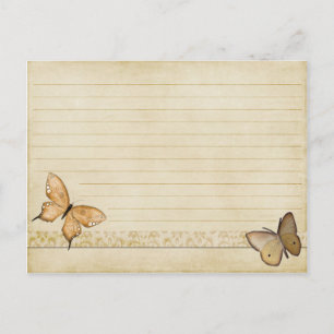 Wedding Recipe Card Vintage Cream Butterfly