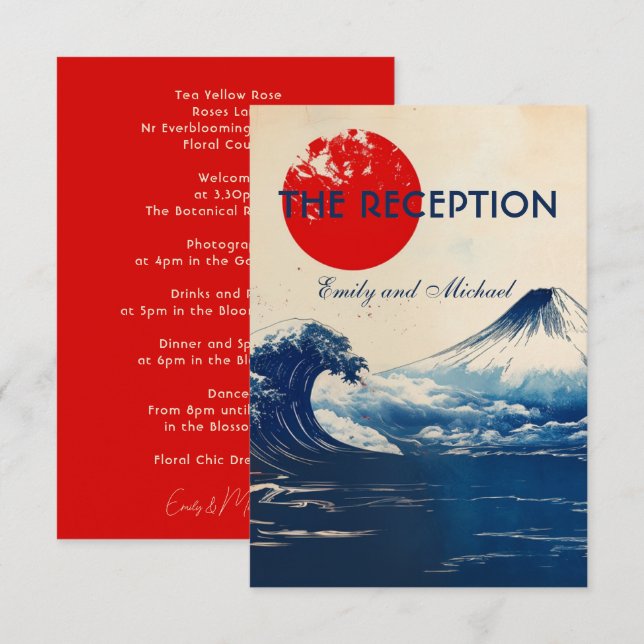 Wedding Recption  Japonesque Harmony with Fuji Enclosure Card (Front/Back)