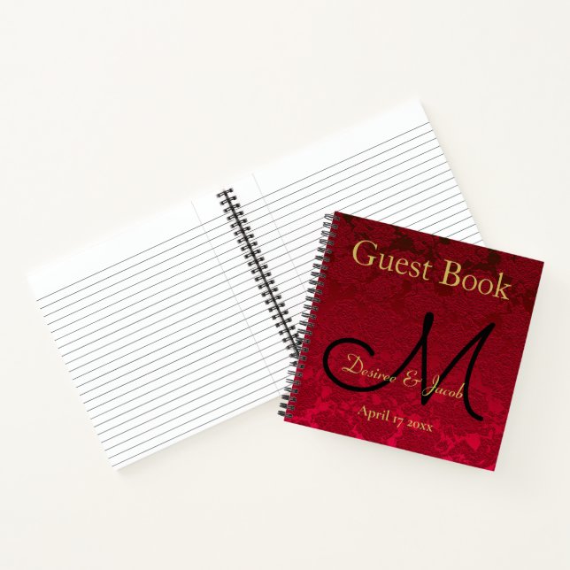 Wedding Red Gold Black Christmas Winter Monogram Notebook (Inside)