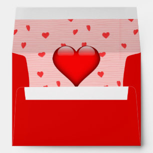 Wedding Red Heart Modern Chic Monogram Envelope