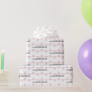 Wedding Red Hearts on White Wrapping Paper