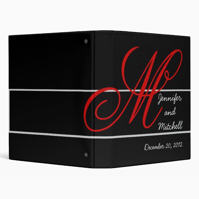 Wedding Red Monogram Planner Keepsake Binder (Background)