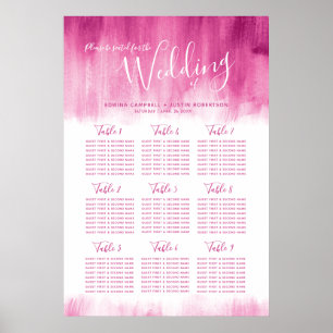 Wedding red pink abstract art table plan poster