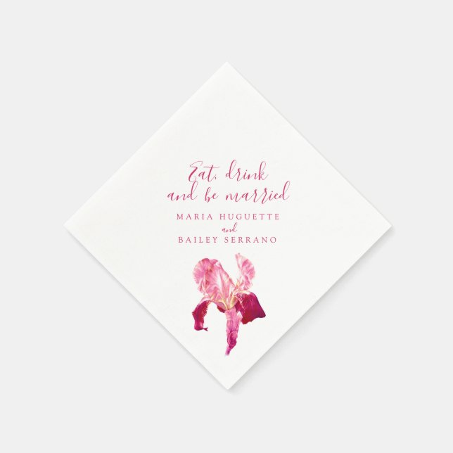 Wedding red pink iris ultra violet paper napkins (Corner)