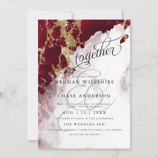 WEDDING | Red Ruby Geode Watercolor BarefootBride™ (Front)