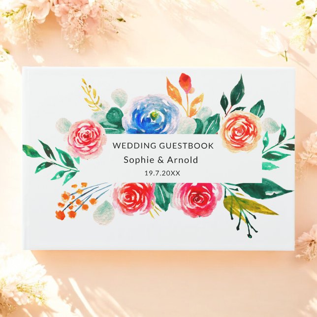 Wedding Red White Floral  Guest Book (Creator Uploaded)