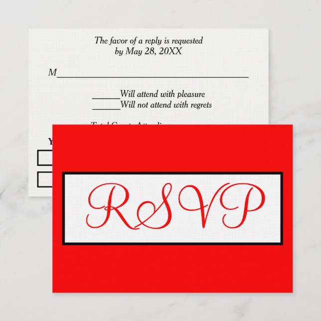 Wedding Red White RSVP (Front/Back)