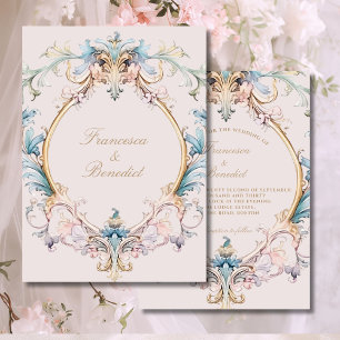 Wedding Regency Vintage Baroque Pink Invitation