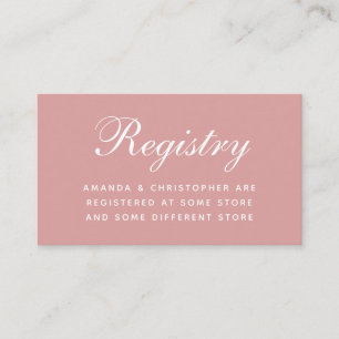 Wedding Registry Dusty Rose Pink Simple Script En Enclosure Card