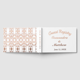 Wedding Registry Floral Vine Rose Gold Foil White Guest Book