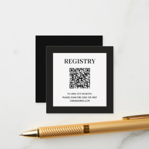 Wedding Registry QR Code Black Enclosure Card