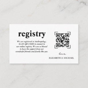 Wedding Registry QR Code Scan Enclosure Card