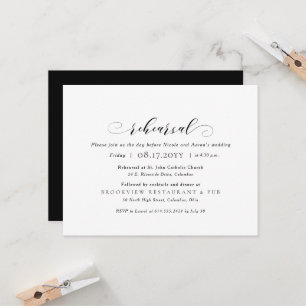 Wedding rehearsal and dinner simple elegant invitation