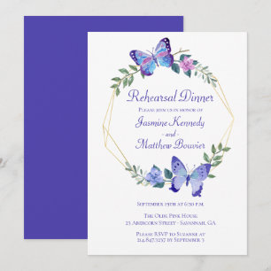 Wedding Rehearsal Butterfly Blue Butterflies Invitation