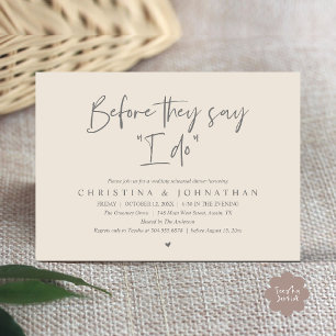 Wedding Rehearsal Dinner, Before They Say "I Do" Invitation