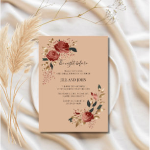 Wedding Rehearsal Dinner Burgundy Rose Autumn  Invitation