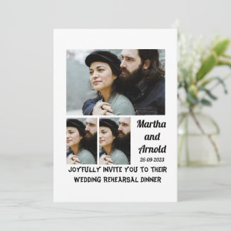 Wedding Rehearsal Dinner custom 3 Photo Collage Invitation