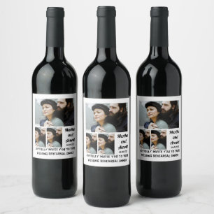 Wedding Rehearsal Dinner custom 3 Photo Collage Wine Label