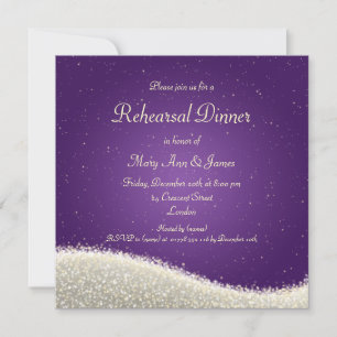 Wedding Rehearsal Dinner Dazzling Sparkles Purple Invitation