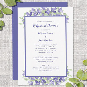 Wedding Rehearsal Dinner Elegant Floral Very Peri  Invitation