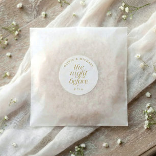 Wedding Rehearsal Dinner Elegant Gold Night Before Classic Round Sticker