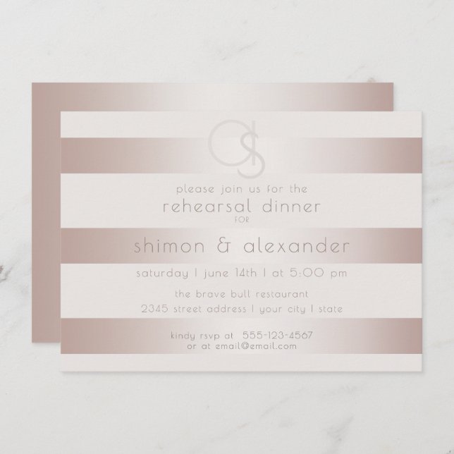 Wedding Rehearsal Dinner | Elegant Modern Blush Invitation (Front/Back)