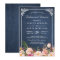 Wedding Rehearsal Dinner Floral Blue Chalkboard