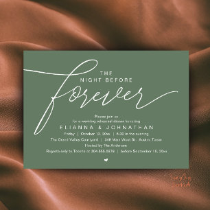 Wedding Rehearsal Dinner, Modern Elegant Script Invitation