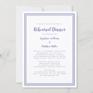 Wedding Rehearsal Dinner Modern Simple Peri Blue Invitation