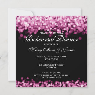 Wedding Rehearsal Dinner Pink Lights Invitation