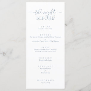 Wedding Rehearsal Dinner, Romantic Dusty Blue Menu