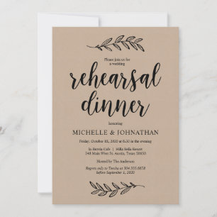 Wedding Rehearsal Dinner, Rustic Farm Brown Kraft Invitation