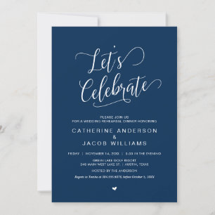 Wedding Rehearsal Dinner, Simple Navy Blue Script  Invitation