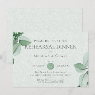 Wedding Rehearsal    Elegant Watercolor Eucalyptus Invitation
