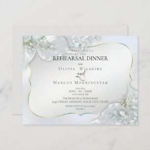 WEDDING REHEARSAL   Icy Blue Shimmer Invitation