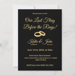 Wedding Rehearsal Invitation-Black and Gold- Invitation