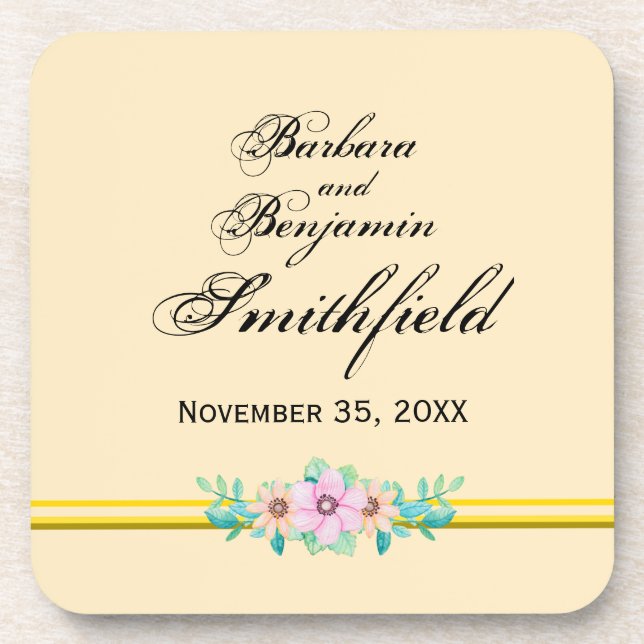 Wedding Remembrance Floral - Personalize Coaster (Front)