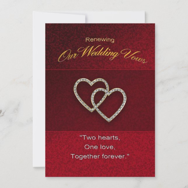 Wedding Renewal - Two Hearts are One Invitation (Front)
