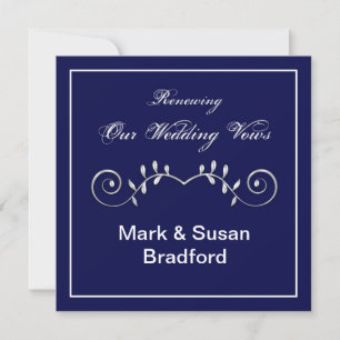 Wedding Renewal Vows - In vitation- Navy Invitation