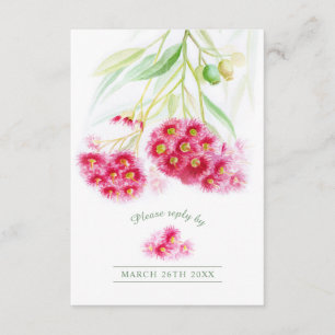 Wedding reply red pink eucalyptus enclosure card