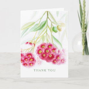 Wedding reply red pink eucalyptus thank you card