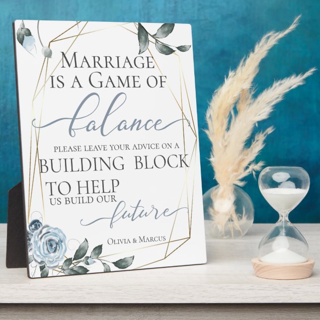 Wedding Request Building  Block Dusty Blue  Plaque (Side)