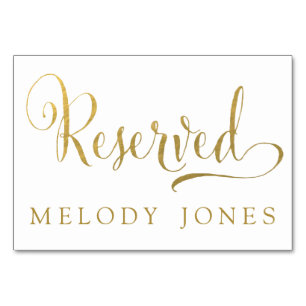 Wedding Reserved Place Cards Gold Personalized