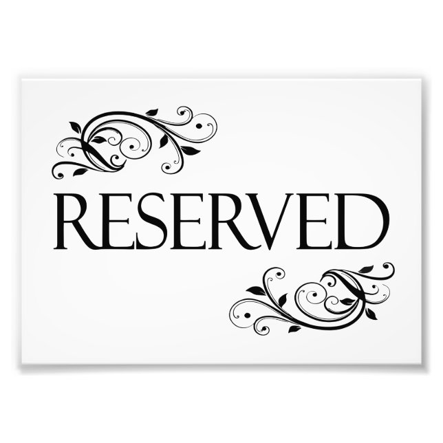 Wedding Reserved Table Card Photo Print (Front)
