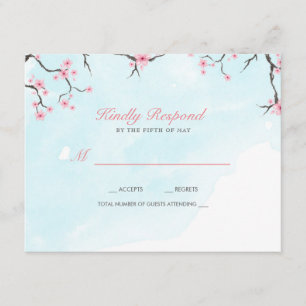 Wedding Response Card Watercolor Cherry Blossoms
