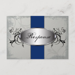 Wedding Response RSVP Card Royal Blue Slate Grey