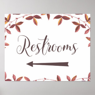 Wedding Restrooms Left Arrow Direction Sign Rustic