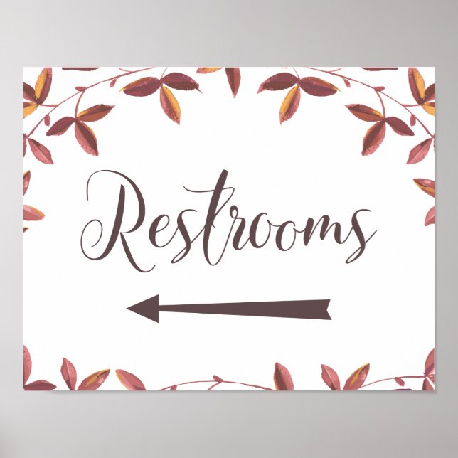 Wedding Restrooms Left Arrow Direction Sign Rustic (Front)