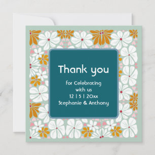 Wedding Retro Flowers Groovy 70s Boho thank you
